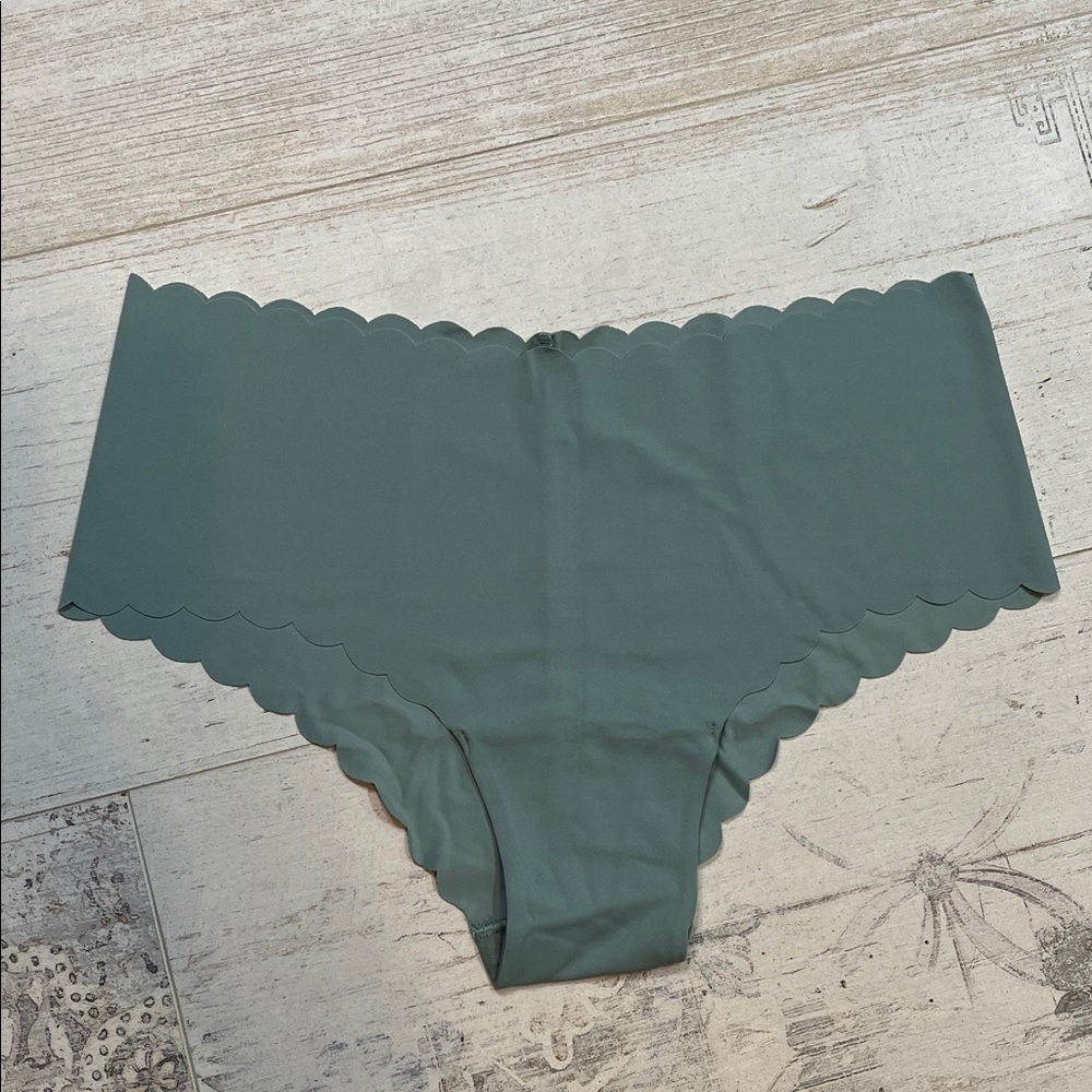 Victoria's Secret Sage Green Scallop Trim Cheeky Panties Size Medium